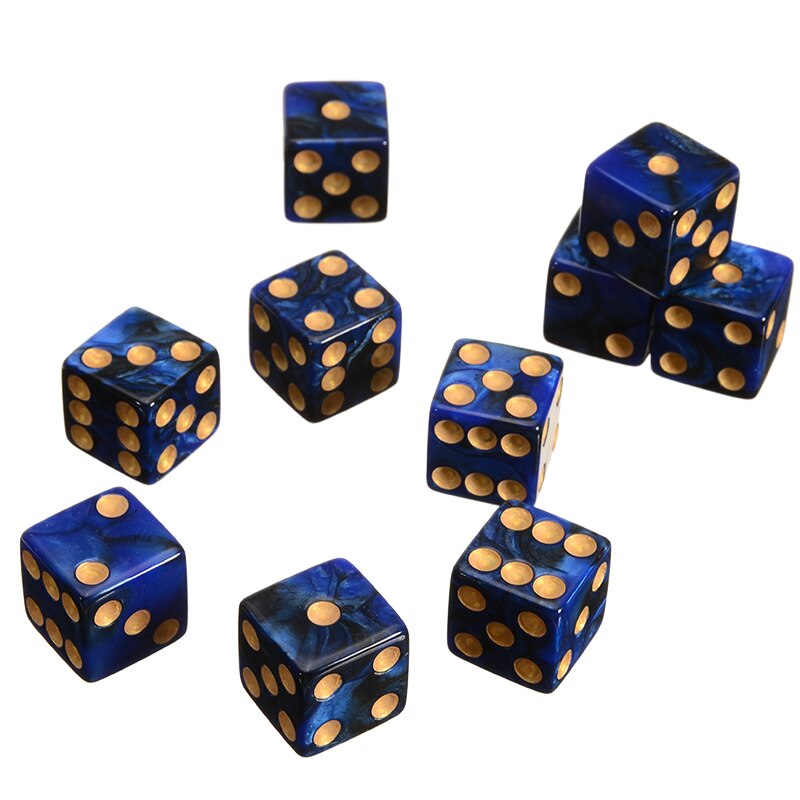 10pcs 16mm 6 Sided Spot Dice Acrylic Right Angle Dice Portable For Table Board Funny Games Party Bar School Outdoor Group Tool