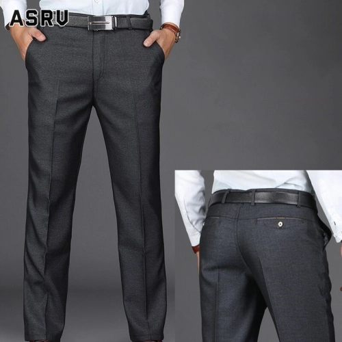 ASRV กางเกงสูท สูทผู้ชาย  กางเกงสูทสไตล์ธุรกิจตรงสำหรับผู้ชายกางเกงวัยกลางคนและชุดนอนผู้ใหญ่