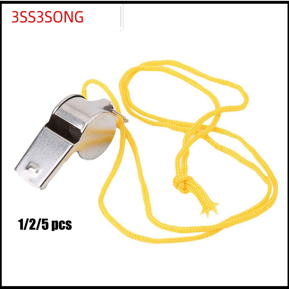 3SS3SONG 1/2/5pcs Chất lượng cao Trường đào tạo Đảng Với dây đen / vàng Còi kim loại Công cụ cổ vũ Còi bằng thép không gỉ Hoạt náo viên