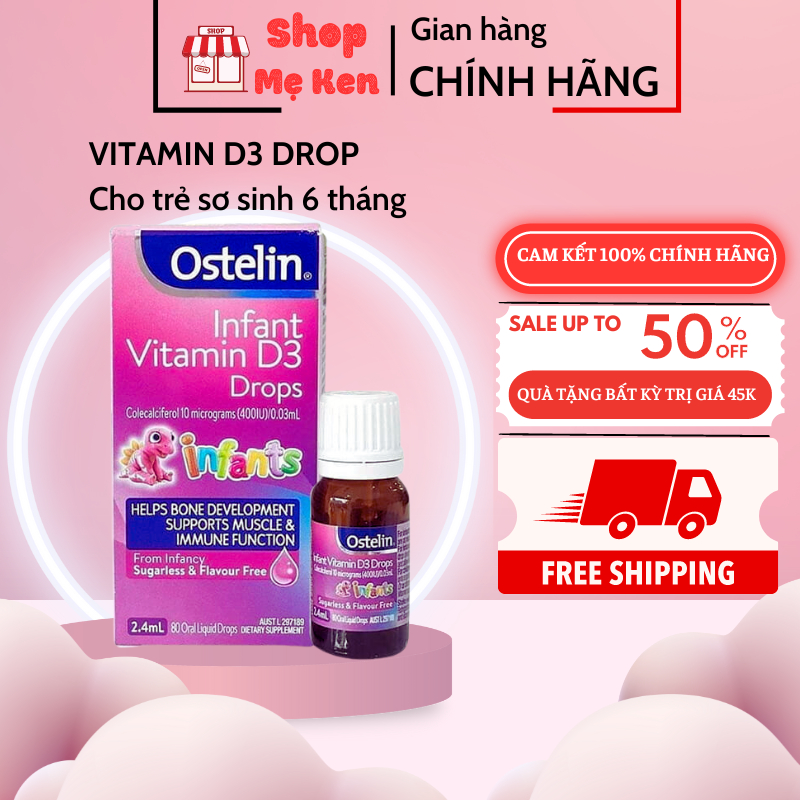 Vitamin D3 Úc Ostelin Ostelin Infant Drop 2,4ml bổ sung cho vitaminD