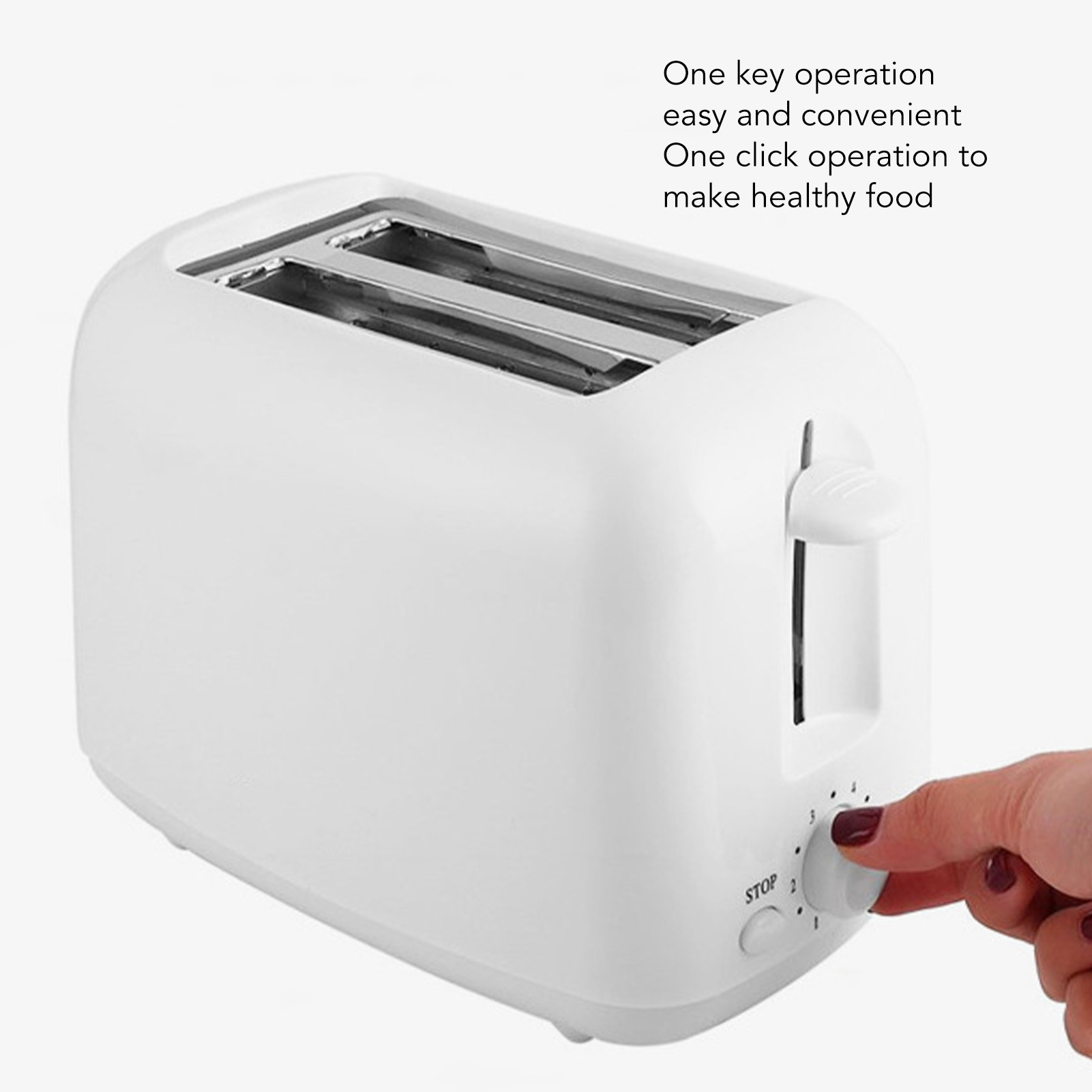 Bánh mì nướng Máy 650W trắng ăn sáng nướng bánh mỳ rộng gấp đôi khe cắm cho ký túc xá