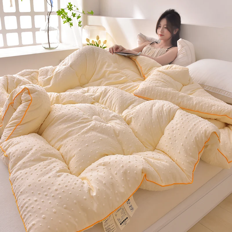 （DD-bedclothes） Soybean Fiber Warm Blanket for Bed Solid Color Massage Quilt Weighted Blankets Soft Comfortable Warmth Quilt Comforter ราคา  6,033 บาท*ส่งฟรี