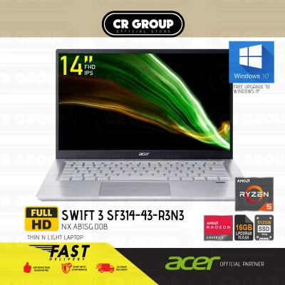 [Same Day Delivery] Acer Swift 3 Ryzen 5 Laptop 14 FHD SF314-43-R3N3 | AMD Ryzen 5-5500U | 16GB RAM | 512GB SSD