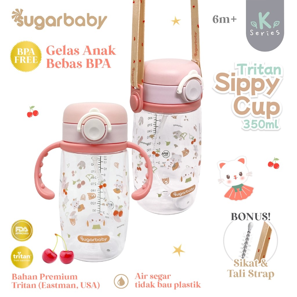 Sugar Baby Tritan Sippy Cup K Series 350ml Bebas BPA - Botol Gelas Minum Anak & Bayi Anti Tumpah