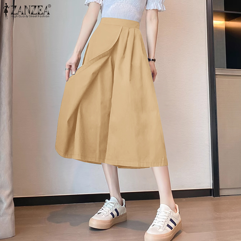 Celmia ZANZEA phong cách hàn quốc nữ giả hai mảnh mùa hè 3/4 quần quần mỏng thẳng #0616