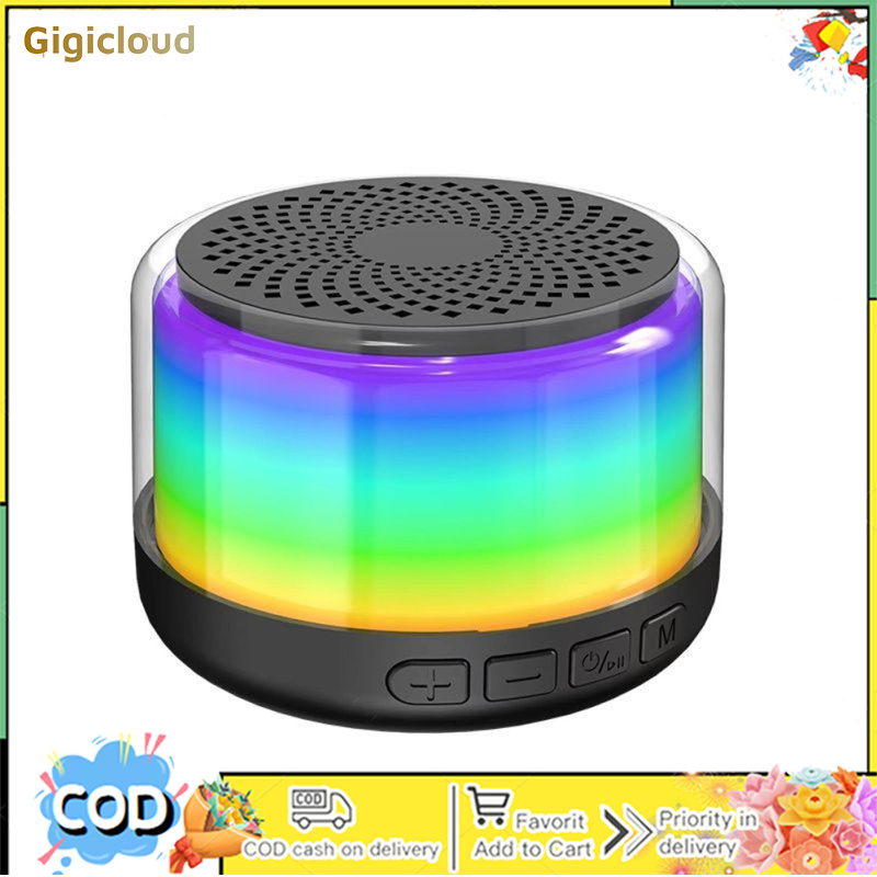 Gigicloud Portable Wireless Speaker Micro TF Card Player RGB Luminous Mini Surround Sound Bass Speaker For Home Outdoor