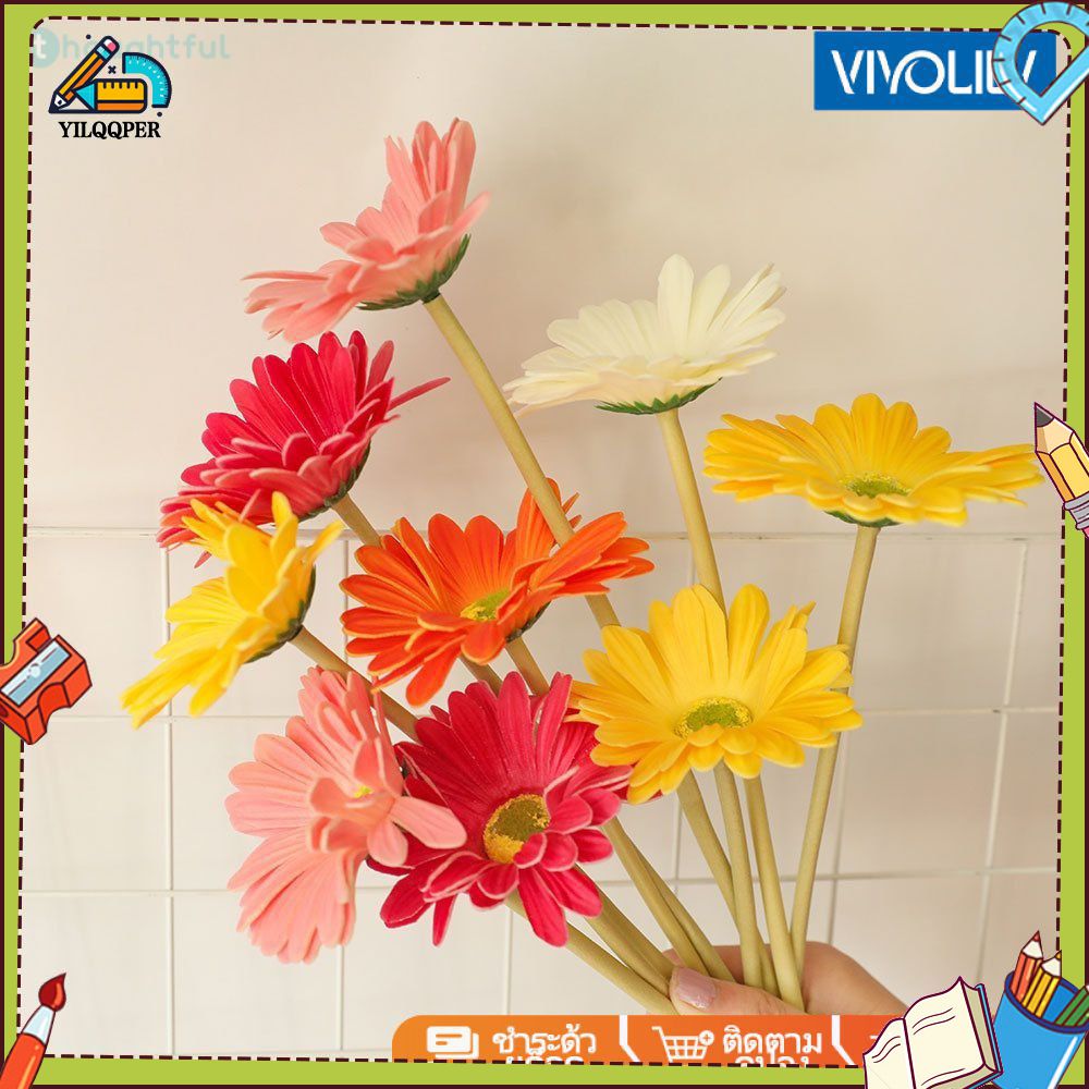 YILQQPER 38.5 ซม.ประดิษฐ์ Gerbera บ้านจำลองดอกไม้ตกแต่งประดิษฐ์ Gerbera แต่งงานตกแต่งบ้านดอกไม้ปลอมงานแต่งงานตกแต่ง TH ราคา 22 บาท*ส่งฟรี