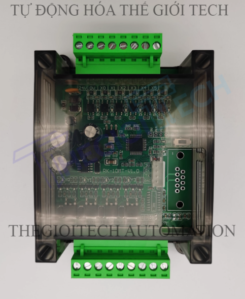 Board mạch PLC HK FX2N-10MT CTH, CFH , 6 In/4 Out transistor, TTL RS232 9.6kbps, DC24V, mạch trần và có vỏ gắn ray, GX Works2 Mitsubishi - TTL, Có vỏ hộp
