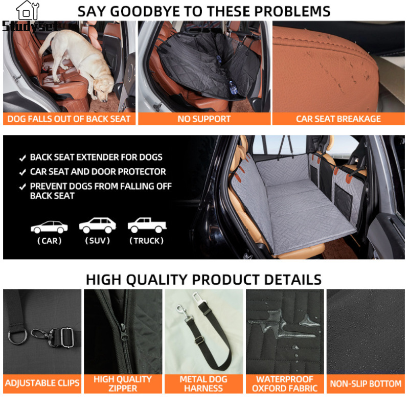 Studyset Dog Seat Cover With Hard Underside Waterproof Non-slip Scratch-Resistant Car Seat Cover With Mesh Windows For SUVs Trucks ราคา 2,532 บาท*ส่งฟรี