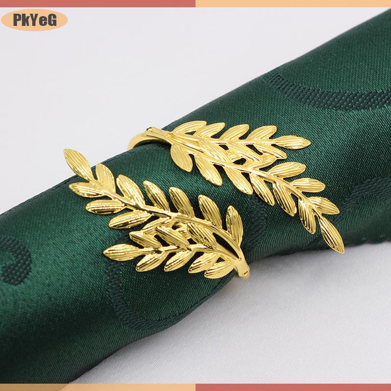 PkYeG 6Pcs Vàng Lúa Mì Khăn Ăn Nhẫn Kim Loại Lá Khăn Ăn Chủ Cho Thu Hoạch Lễ Hội Mùa Thu Giáng Sinh Lễ Tạ Ơn Bàn Ăn Tối Trang Trí