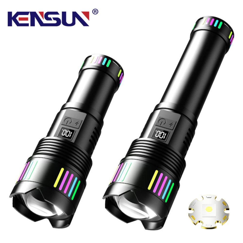 Super Bright Spotlight Long Range LED Flashlight Type-C Charging Output Zoom Aluminum Alloy TACTICAL Torch For Camping - ยี่ห้อ OEM ราคา 3,080 บาท*ส่งฟรี