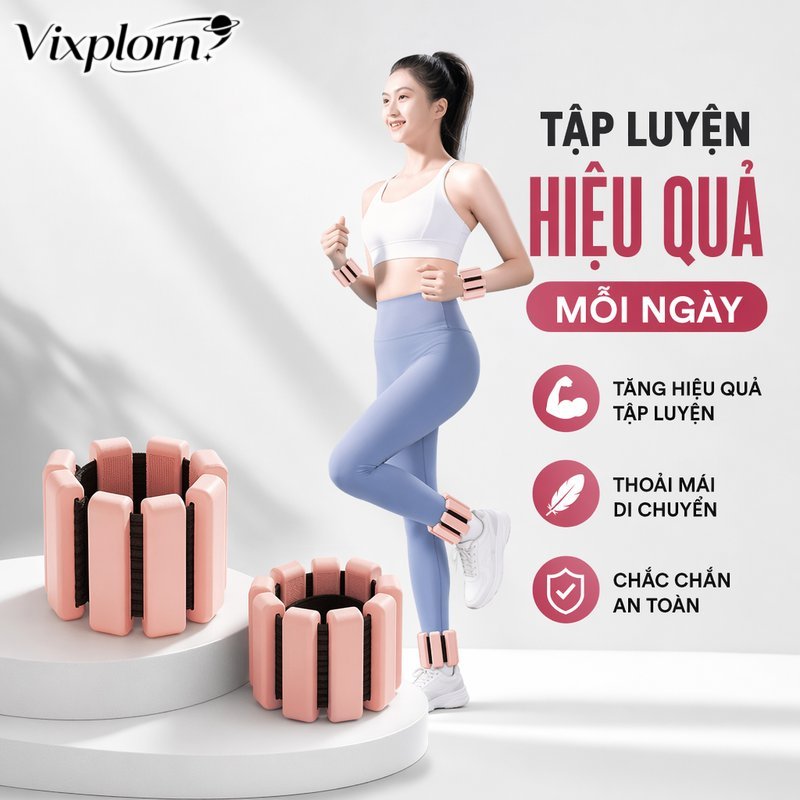 Vixplorn tạ đeo cổ tay mắt cá chân túi tạ bột sắt mịn khóa dán điều chỉnh bài tập cardio gym tại nhà