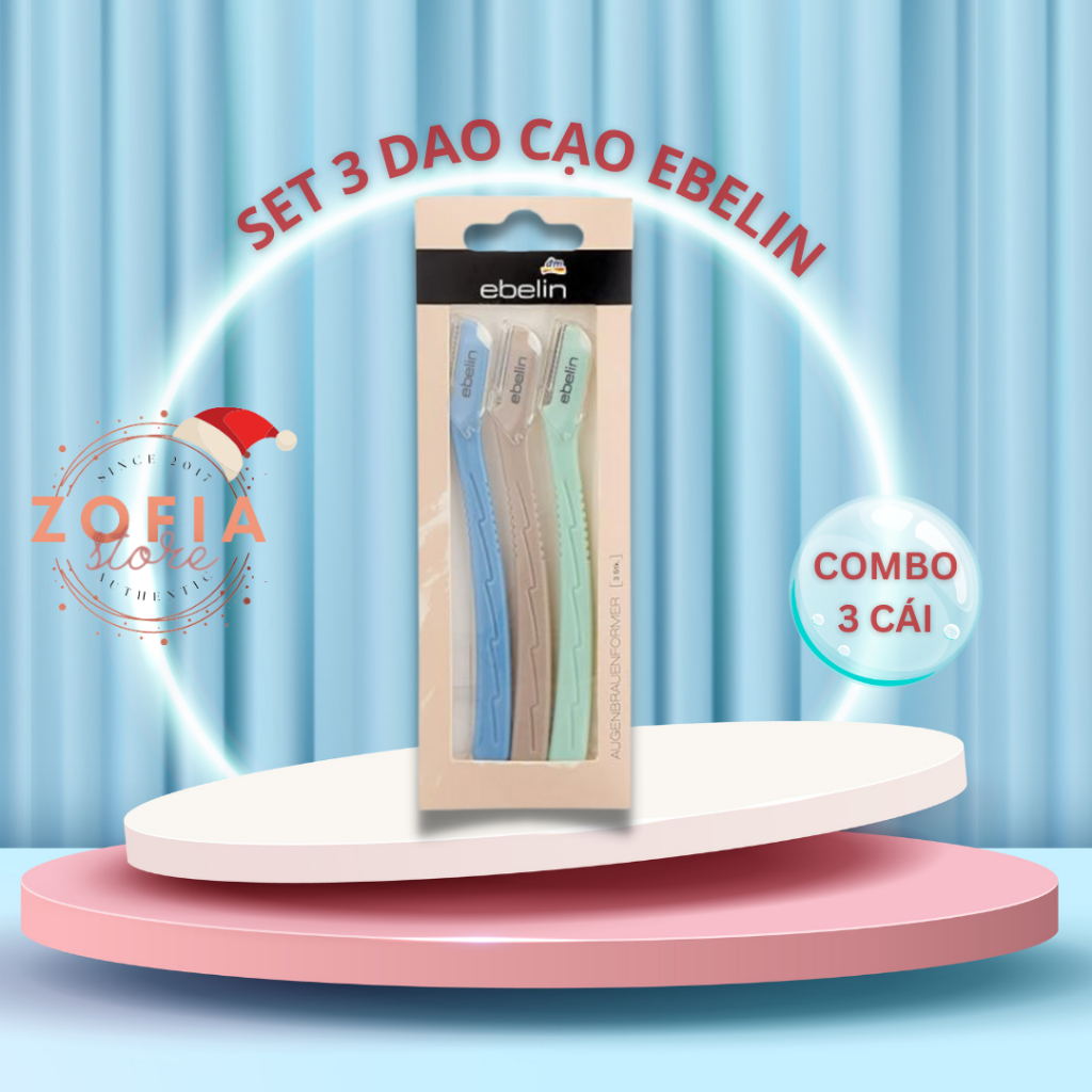 Set 3 dao cạo lông mày, ria mép, lông mặt Ebelin Đức