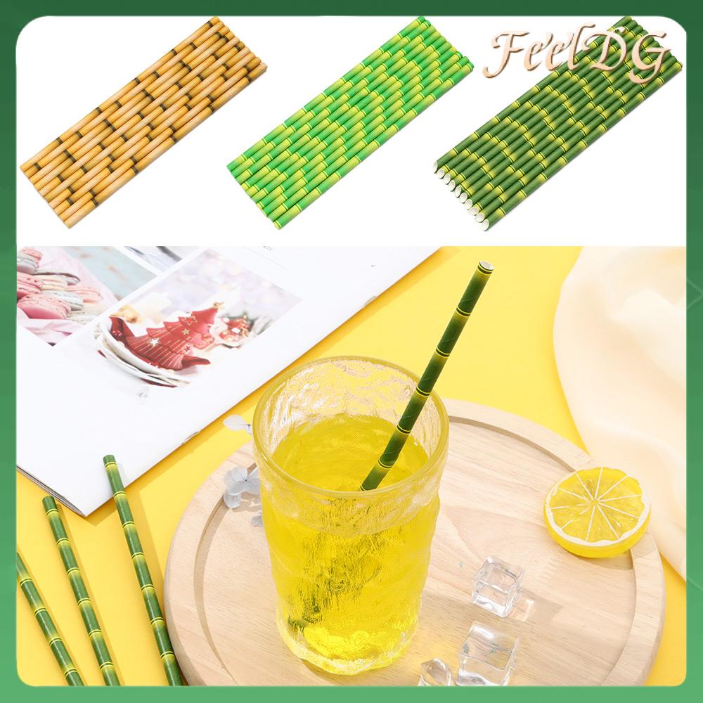 FEELDG 25pcs Thân thiện với môi trường Đồ uống lễ cưới Ống hút tre Đồ dùng dự tiệc Ống giấy Ống uống