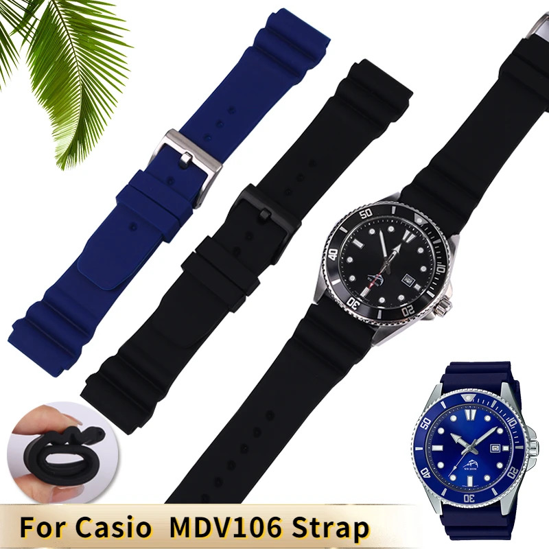 สำหรับ CASIO นาก MDV106-1A MDV-107 MTP-VD01 MDV-106D Efr-303l สายคล้องคอผู้ชายสายรัดข้อมือสร้อยข้อมือ22มิลลิเมตรกีฬาซิลิโคนสายนาฬิกาข้อมือ ราคา 385 บาท*ส่งฟรี