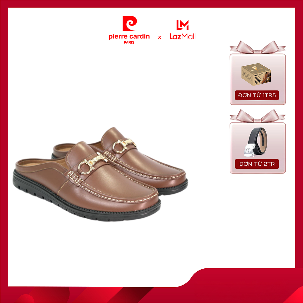 [NEW] Giày sục nam Pierre Cardin Sapo da bò thật, đế cao su chống trượt, thiết kế khóa kim loại - 816