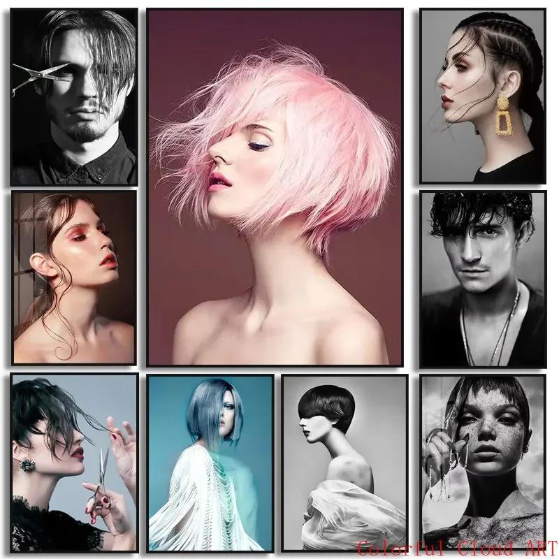 Poster Mẫu Tóc Thời Trang - Tranh Canvas In Hình Thợ Làm Tóc | Tranh Treo Tường Phong Cách Cho Trang