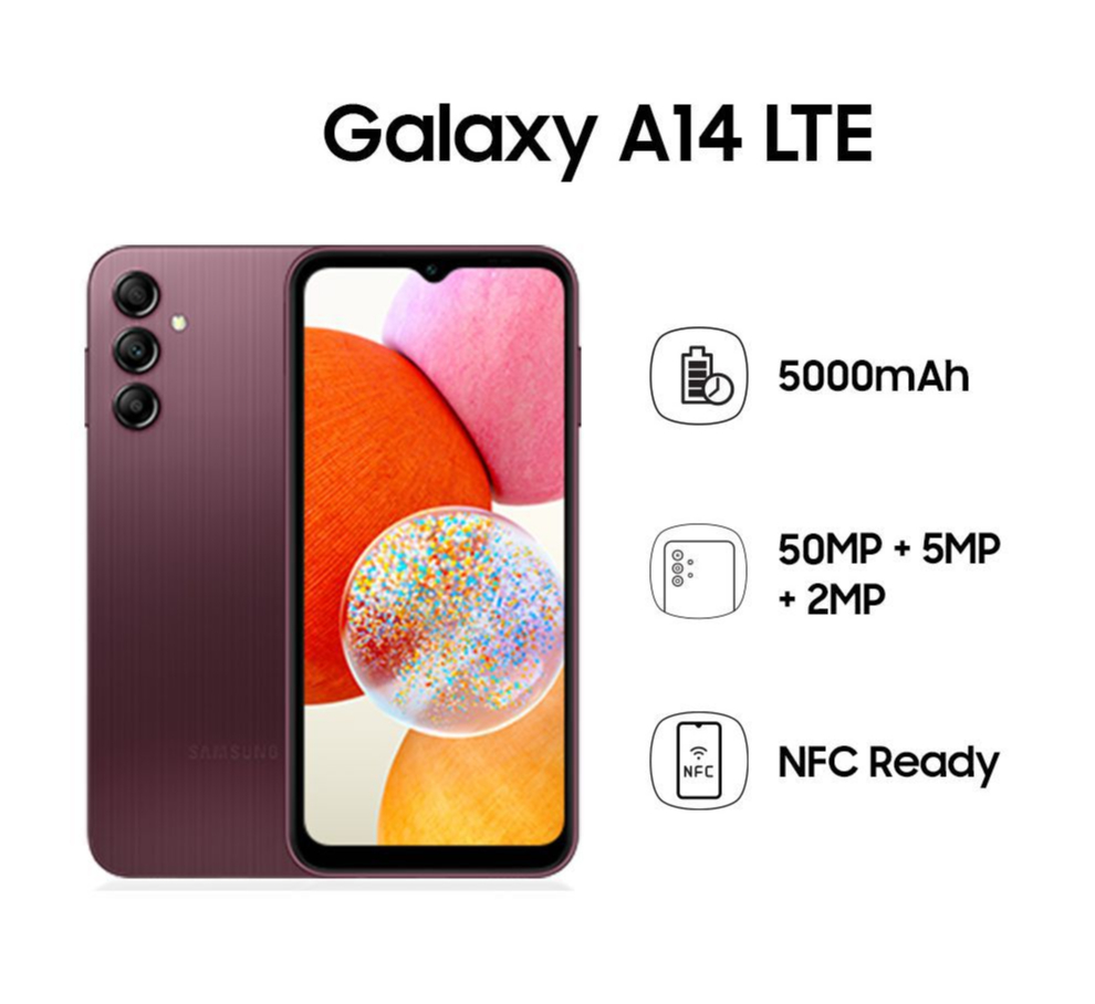 Samsung Galaxy A14 LTE SM-A145F/DS ram 4/128 6/128 [4gb 6gb /128gb] 6,6 Inch Garansi Resmi - free adaptor Harga 1,850,000 rupiah*Gratis Ongkir