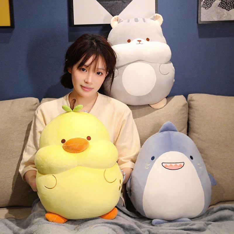 Bộ Chăn Gối 3in1, Gối Ôm Gấu Bông Kèm Chăn Hình Gà Phúng Phính, Thỏ Cute , Cá Mập Cười Chất Lượng Ca