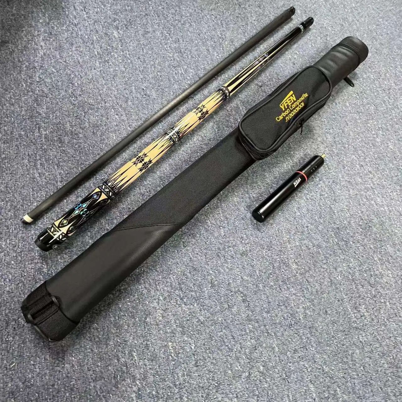 Yfen Carbon Fiber Pool Cue Stick With Case & Extension, 11.5/12.5