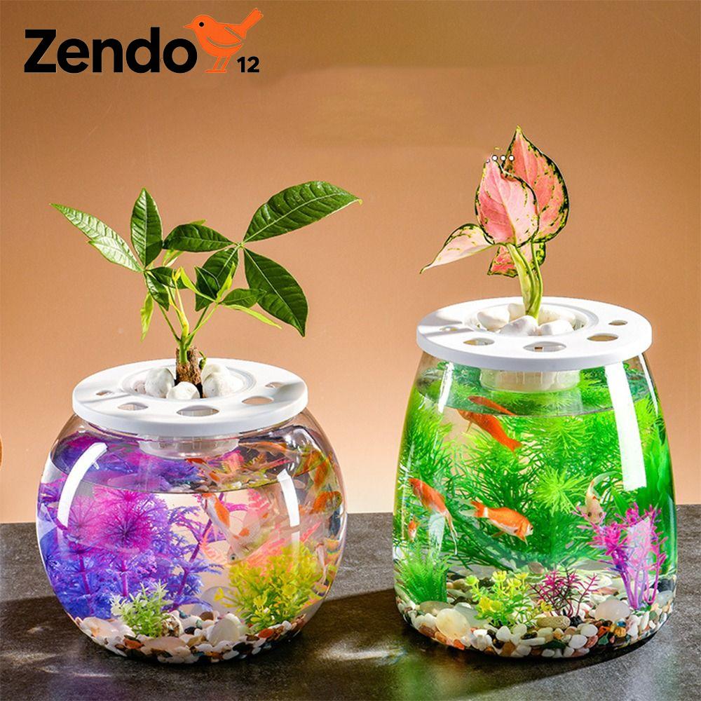 ZENDO12 Nhựa Bể cá nhỏ trong suốt Trong suốt Có nắp Bể cá vàng Cảnh quan thu nhỏ Chống vỡ Bể Cá Rùa Trang trí nhà cửa
