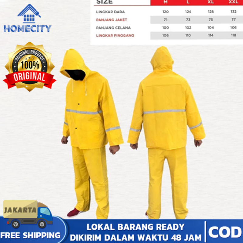 Raincoat Size XL Premium Original Thick Clothes Trousers Material Pvc, Quality Raincoat Yellow Color Thick Material Harga 97,500 rupiah*Gratis Ongkir