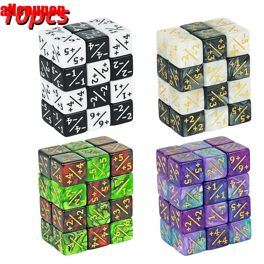 YUDESHUI 10pcs/set หกด้าน ลูกเต๋าหลายเหลี่ยม วัสดุอะคริลิก +1/+1 ลูกเต๋า ลูกเต๋านับ แบบพกพา รูปทรงลูกบาศก์ ของเล่นเด็กเพื่อการเรียนรู้ ของเล่นเกมการ์ด ราคา 51 บาท*ส่งฟรี