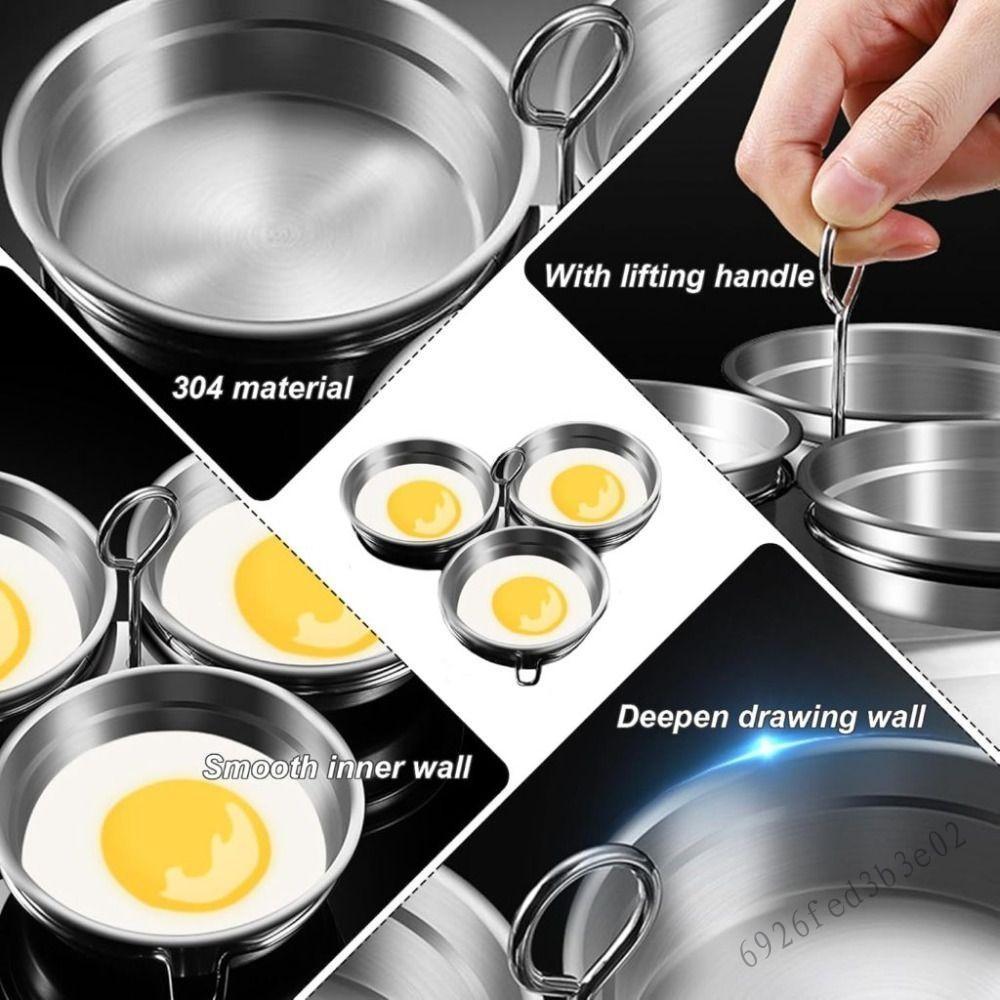 Máy hấp trứng 3 trong 1 bằng thép không gỉ - Khuôn trứng tráng hình trái tim để nấu ăn trong bếp