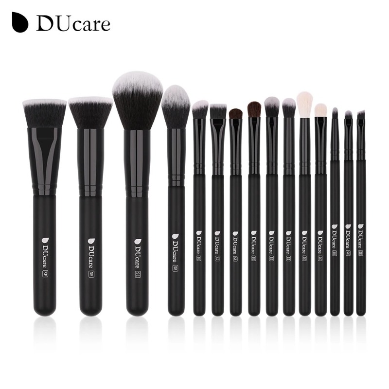  DUcare 15Pcs Set Makeup Brushes Professional Premium Synthetic Kabuki Makeup Brush Set Professional Foundation Concealers Powder Blush Blending Face Eye Shadows Black Brush Tools【Post in 24 Hours&90 days Warranty Services  