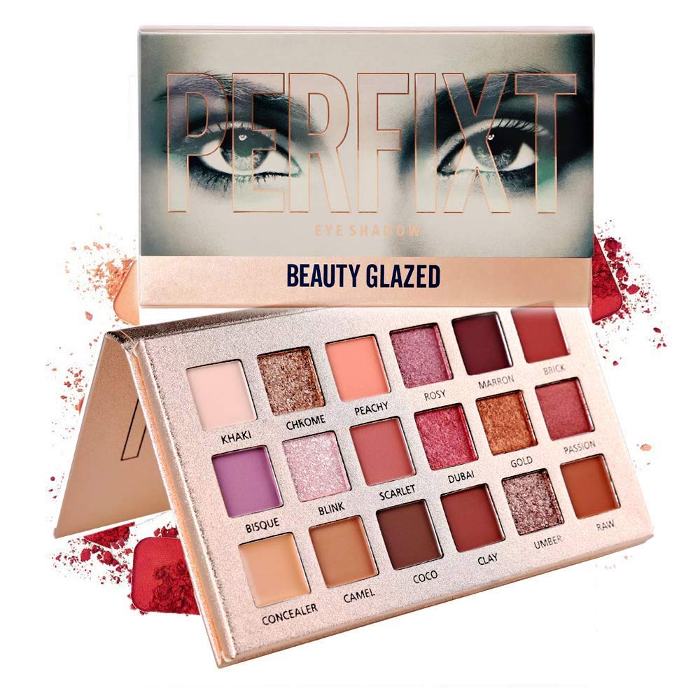 Beauty Glazed Perfixt 18 Eyeshadow Palette, Pearly Finish Earth Color Tone,Long Lasting Natural Blendable ,Gifts For Women Eye Shadow
