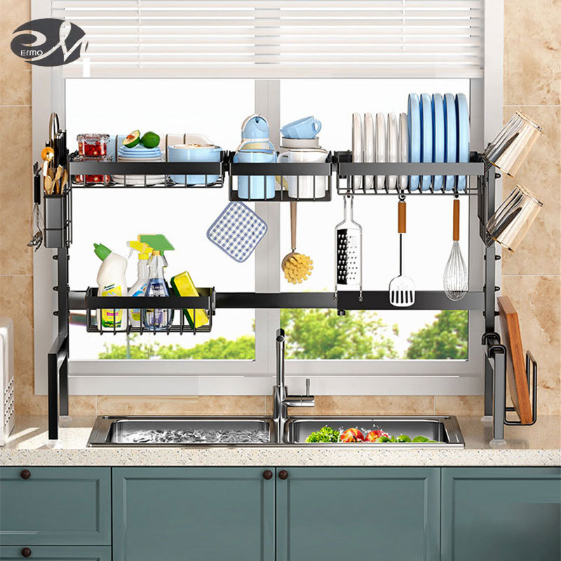 Retractable sink rack wash basin tableware drain rack home kitchen dish storage rack ราคา 758 บาท*ส่งฟรี