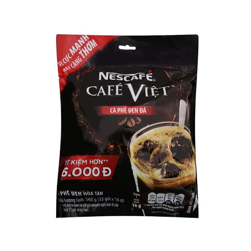 Bịch 35 gói Cà phê đen đá NesCafé Café Việt 560g 16g 35 gói