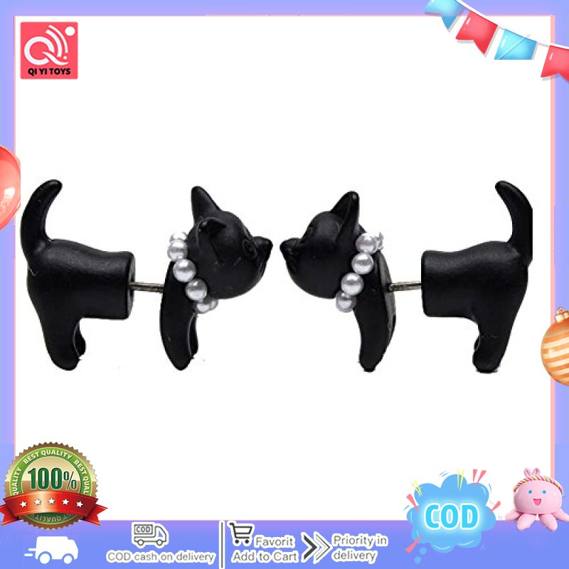 Acefast đồ trang sức Punk thời trang độc đáo của phụ nữ dễ thương đáng yêu Leopard Bông tai hình mèo trắng ngọc trai những chiếc khuyên tai