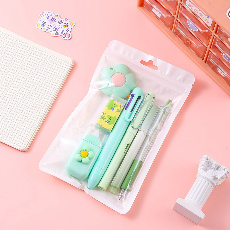7In1 Paket Alat Tulis School Gift Set Pulpen Stabilo Penghapus Cutter Correction Tape Kit ATK3018