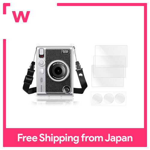 Rieibi instax mini EVO 360 ° đầy đủ phụ kiện bảo vệ, bộ thực tế [cheki EVO rõ ràng trường hợp + màn hình cường lực miếng dán film thủy tinh + Ống Kính Tấm dán bảo vệ màn hình 】 được thiết kế cho mỗi mô hình mini EVO chống trầy xước Dây đeo vai độ cứng 9H