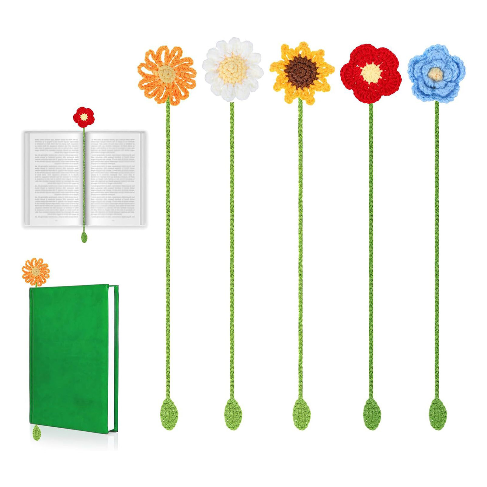 Xiaxuannai Sợi Đầy Màu Sắc Bookmark Cá Nhân Crochet Bookmark Handmade Hướng Dương Crochet Bookmark Set món quà hoàn hảo Cho những người yêu sách Viên Và Giáo Viên Trong Châu Á