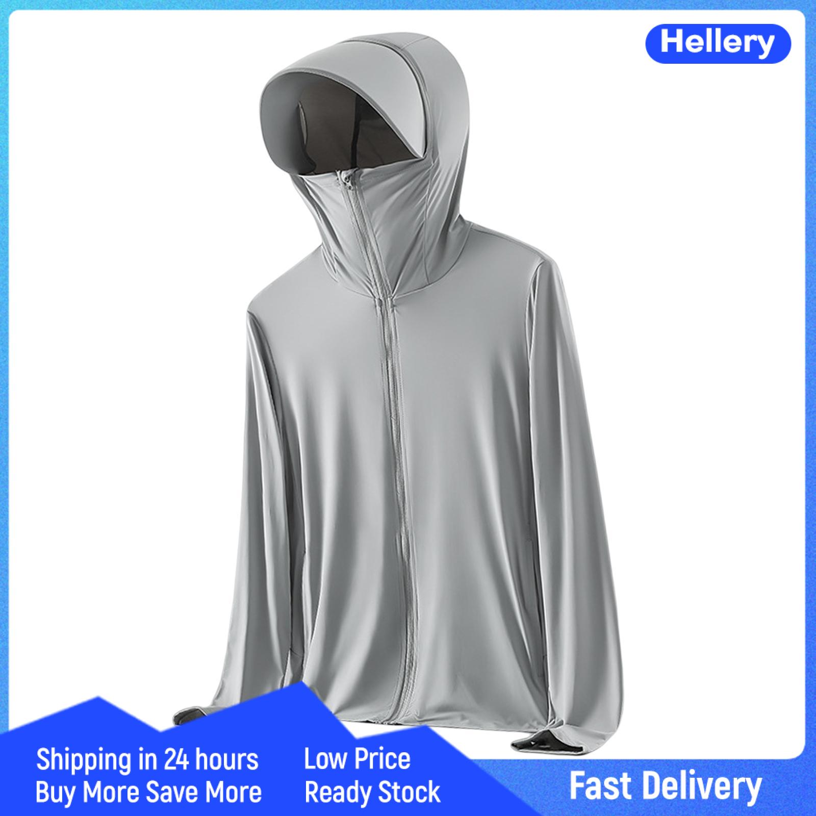 Hellery Sun Protection Hoodie Jacket Coat Long Sleeve Shirts Clothes for Running Cycling