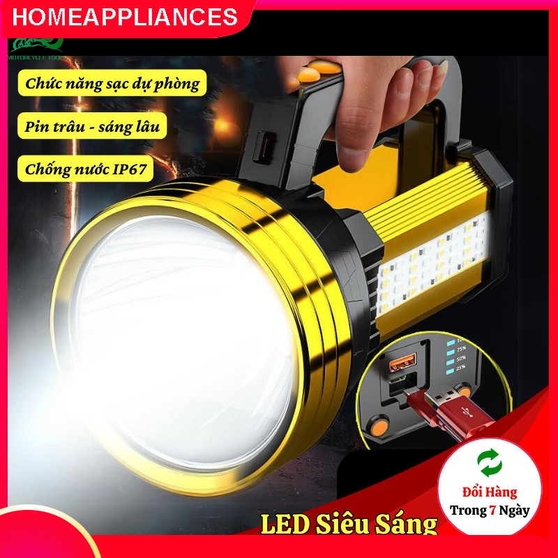 Đèn pin siêu sáng chiếu xa chống nước tích điện 3 chế độ sáng kèm sạc