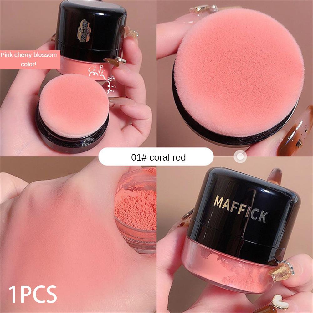 Maffick khuôn mặt mềm Blusher bột với miếng bọt biển má Rouge đào bảng màu má Nude màu hồng trang điểm sáng Teint má hồng tạo khối mỹ phẩm