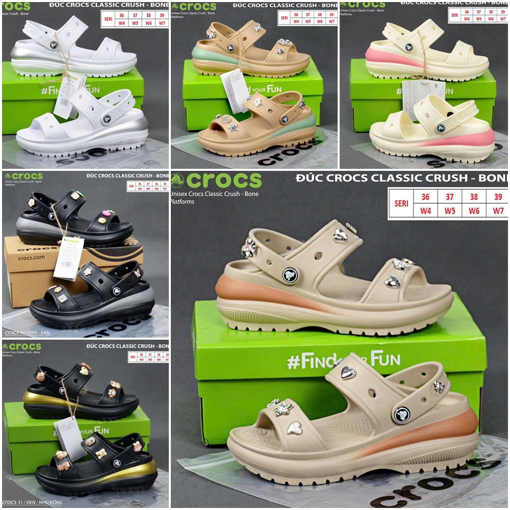 Sandal Crocs Mega Crush 🎁10 STICKER 3D+TẶNG VỚ 🎁 Giày Cross Clog Bella Nữ đế cao 7 cm mix - HỖ TRỢ ĐỔI TRẢ - trustvnxk