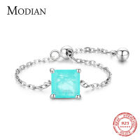 Modian bạc kích thước tự do vuông Tourmaline Nhẫn Nữ 100% 925 Sterling bạc thanh lịch liên kết chuỗi Nhẫn nữ đồ trang sức tinh xảo
