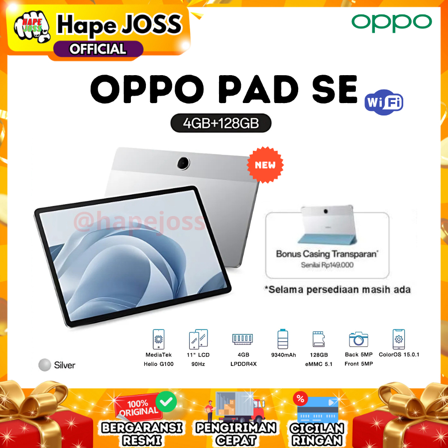 Oppo Pad SE 4/128GB WiFi Garansi Resmi Harga  2,999,000 Ringgit*Penghantaran Percuma
