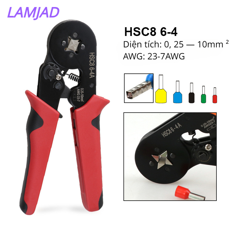 Bộ kìm bấm cos đa năng hsc8 6-4a kèm 1200 đầu cos
