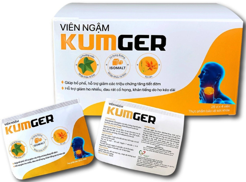 Viên KẸO KUMGER HỖ TRỢ BỔ PHẾ, GIẢM HO Hộp 20 viên x vĩ 4 Viên  - Châu Ngân Pharma