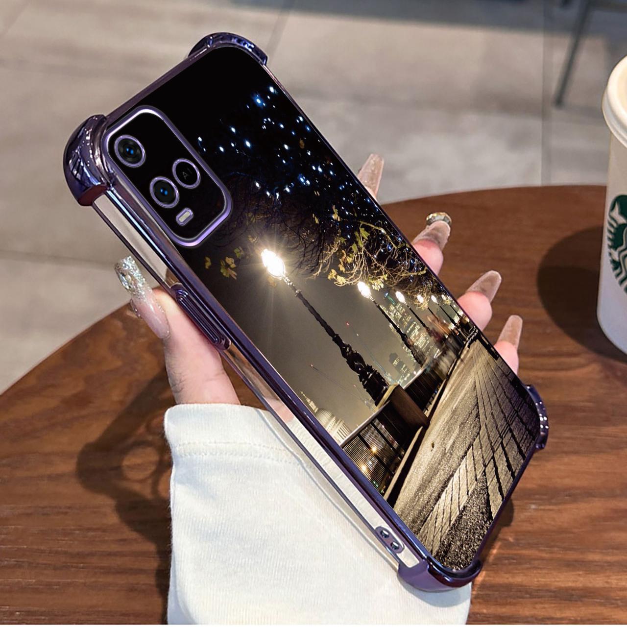 SEAHAI Cover per Vivo Y21 / Vivo Y21s / Vivo Y33s, Custodia Protettiva Ultra Sottile ed Elegante in Silicone TPU Flessibile, Glitter Placcatura Phnom Penh Design Cover Antiurto Case, Rosso