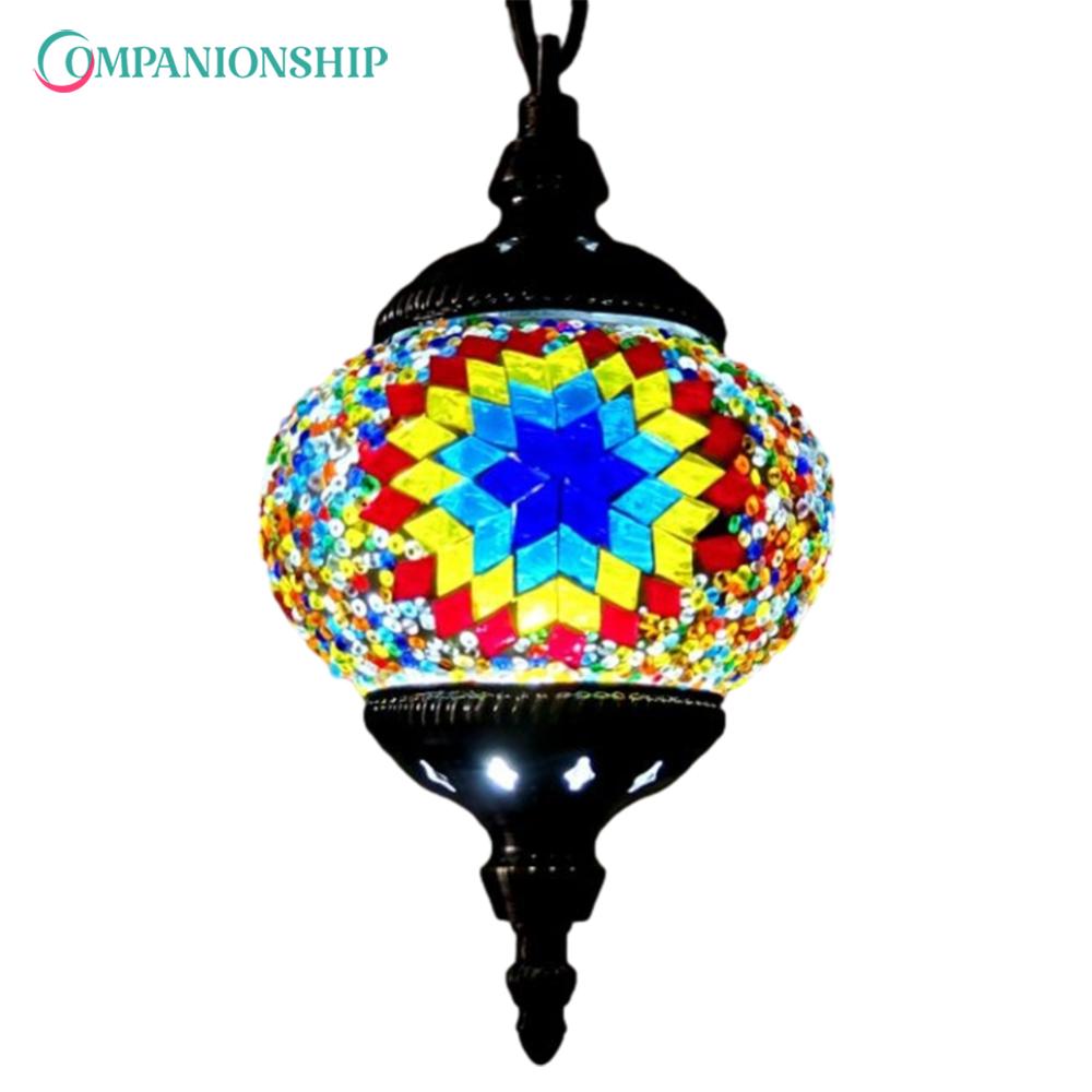 Turkish Moroccan Mosaic Handmade Mosaic Hanging Ceiling Lamp 5IN Diameter
