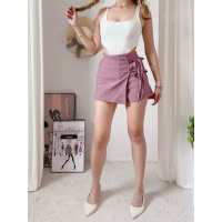 Calliah Solid A-line Front Slit Skort With Double Working Side Ribbon Strap Bottom Womenswear