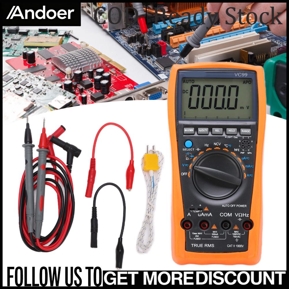 Andoer Universal Tester มัลติมิเตอร์แบบดิจิตอล NCV สำหรับโรงงานสำหรับห้องจ่ายไฟสำหรับคนงาน ราคา 2,037 บาท*ส่งฟรี