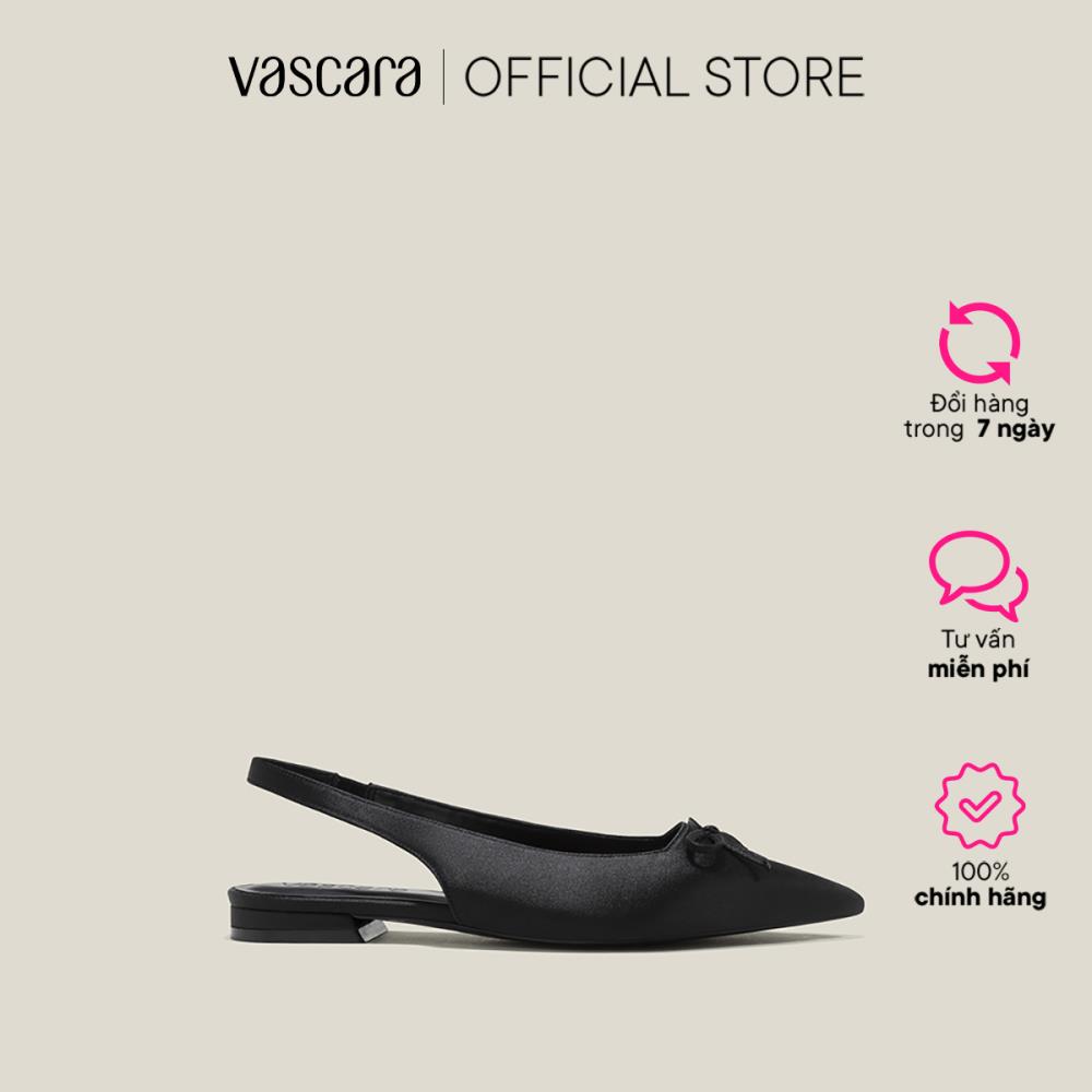 Vascara giày slingback mũi nhọn satin nhấn nơ trang trí - bmn 0630