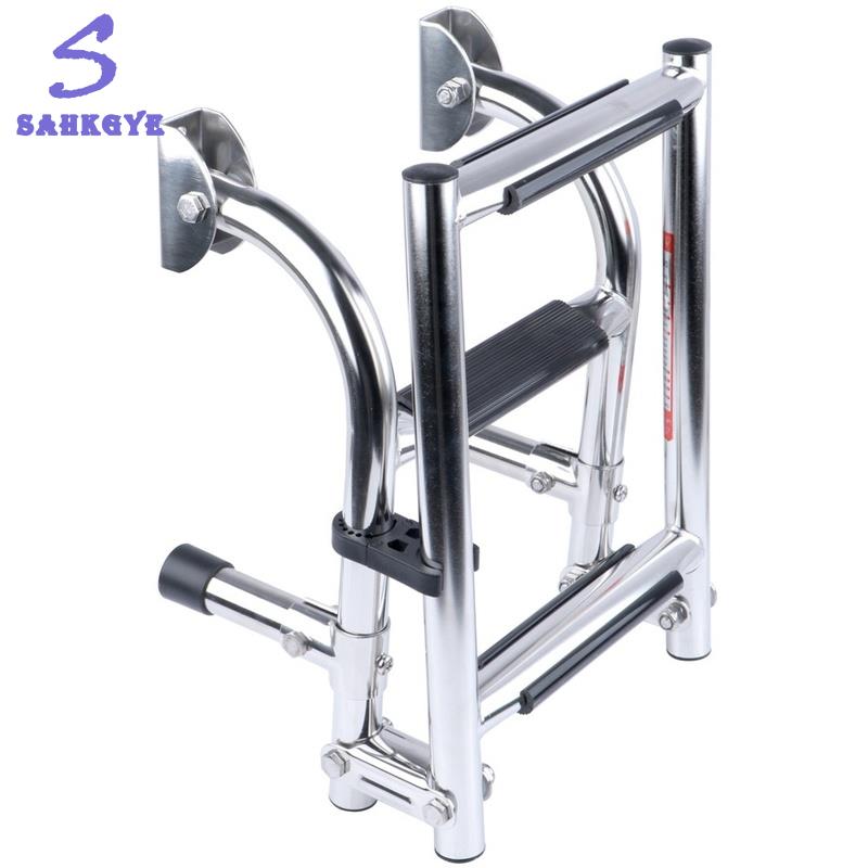 greatbuy666-Stainless Steel 2+ 1 Step Folding Boat Ladder 3 Step Portable Swim Ladder Telescoping Stepladder for Marine Yacht Boat ราคา 2,538 บาท*ส่งฟรี